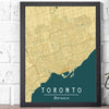 Framed Vintage Ontario Map Print: Infused with the timeless elegance of yellow Art Deco aesthetics, adding charm to any space