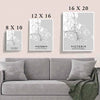 Living room, the Victoria, BC poster map print embodies classic minimalism. The interplay of subtle grey and white tones adds a timeless touch, capturing the city's essence.