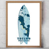 Tofino, BC, Surf Board, Map Print - Tofino poster & art prints