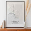 Framed, the Victoria, BC poster map print embodies minimalism Framed, the Victoria, BC poster map print embodies classic minimalism. The interplay of subtle grey and white tones adds a timeless touch, capturing the city's essence.. The interplay of subtle grey and white tones adds a timeless touch, capturing the city's essence.