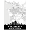 Vancouver skyline Highly detail, BC, poster map print is classic and minimalist, with a touch of grey and white
