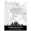 Vancouver skyline Highly detail, BC, poster map print is classic and minimalist, with a touch of white and grey