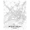 The Montreal and Quebec poster map print elegantly balances classic minimalism. Grey and white hues create a timeless look, beautifully portraying both cities' intricacies.