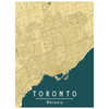 Load image into Gallery viewer, Vintage GTA Map Print: Infusing yellow Art Deco style with geography, creating an elegant fusion for a stylish ambiance in any space.