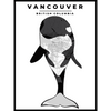 Inspired by Vancouver digital orca, the black and white orca silhouette poster shows the map and street of Vancouver, BC inside its body
